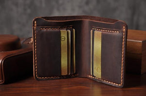 Handmade Vintage Crazy horse Genuine Leather Wallet Men