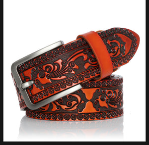 Leather belt Vintage Pin Buckle Strap For Cowboy Jeans